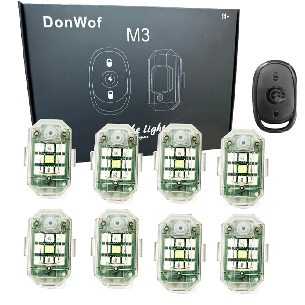 Donwof Car Stroboscopic Light M3 Flash for Motorcycle Antique Warning LED Light Waterproof Wireless Car Bike Remote