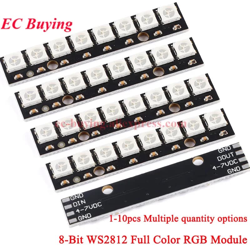 10 Pz/1 pz 8*1Bit 8 Bit WS2812 5050 RGB LED Lamp Panel Complete Module 5 V WS2812B LED Rainbow For Arduino 8 Light Channels