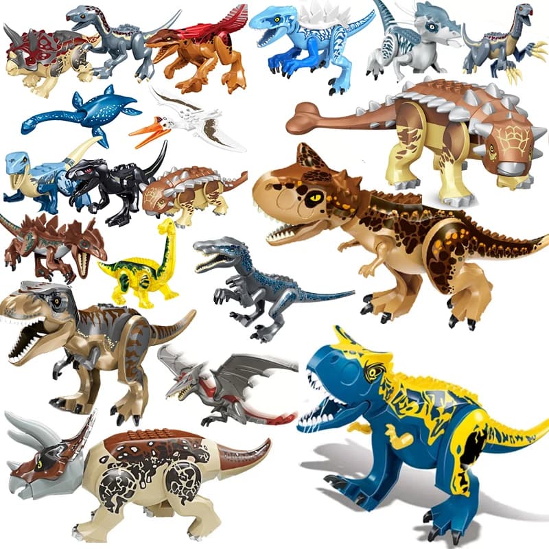Jurassic World 3 Brutal Raptor Building Blocks Dinosauro Mattoni Tyrannosaurus Indominus I-Rex Assemblare Giocattolo Per I Bambini
