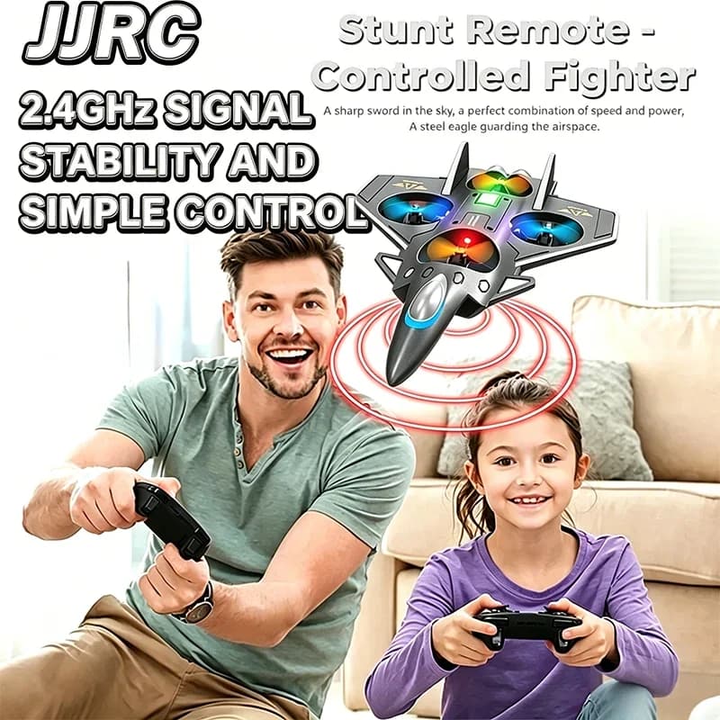 Aereo RC 2.4G Elettrico in Schiuma, Aliante Acrobatico, Elicottero UAV con Luci LED Colorate, Telecomandato, Giocattolo da Combattimento