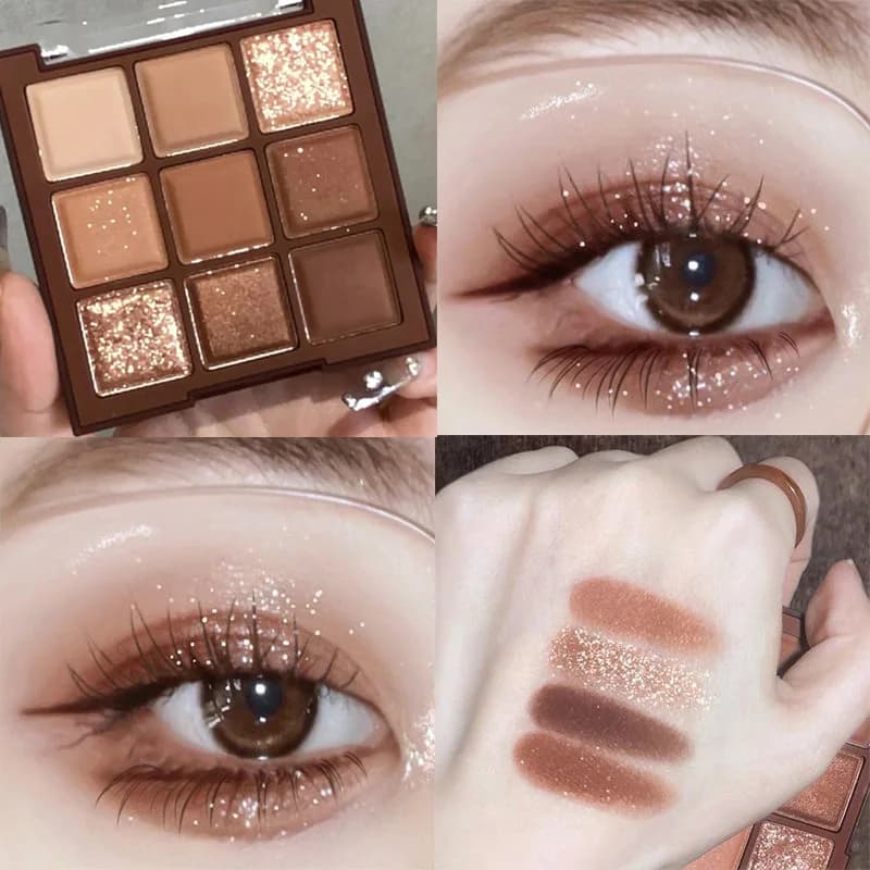 9 Colors Chocolate Eyeshadow Palette Matte Shimmer Glitter Earth Brown Tone Waterproof Long Lasting Eye Makeup Cosmetics