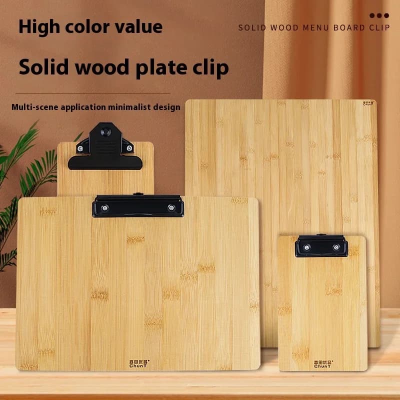 Cartella in legno massello Menu Clip scrittura Cafe Restaurant A4 Board Clip appunti porta carta Office Clip Board cartelle di File