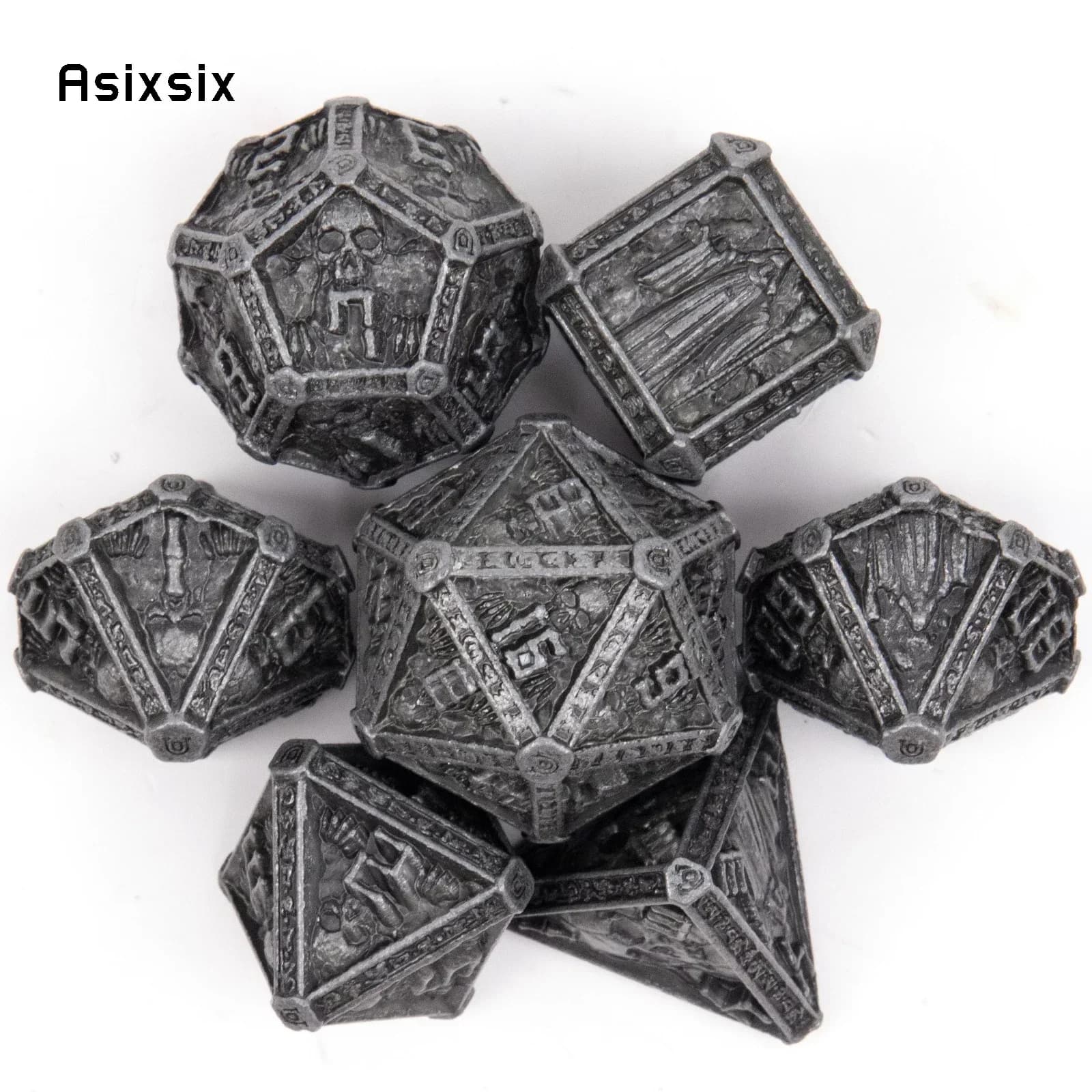 Set di 7 Dadi in Metallo a Forma di Teschio e Fantasma, Perfetti per Giochi di Ruolo, Giochi da Tavolo e Giochi di Carte. Dadi per Giochi, Set di Dadi D&D