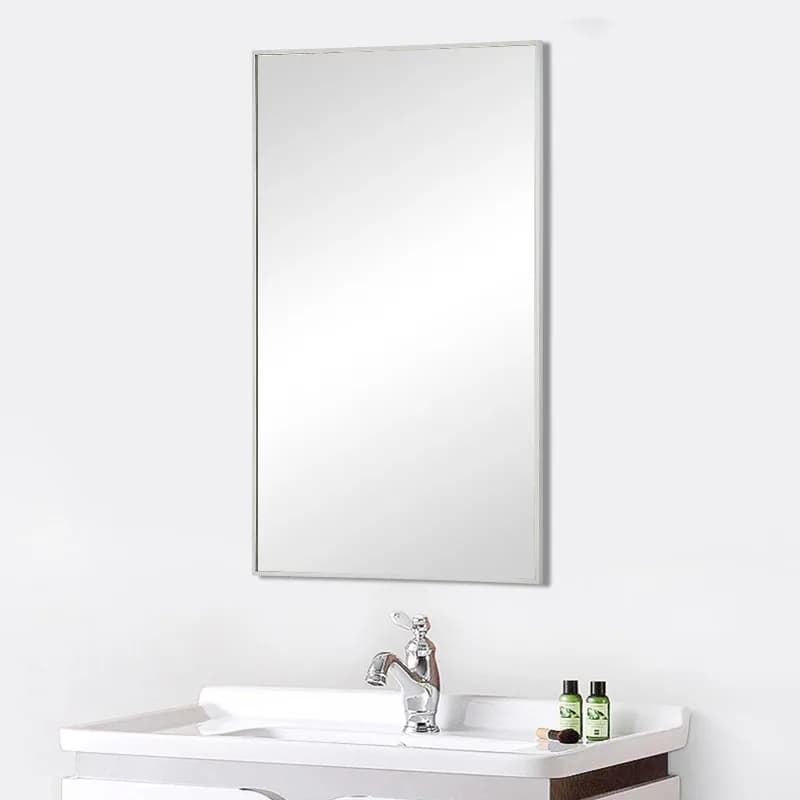 Bathroom mirror creative makeup mirror wall-mounted bathroom mirror bedroom decoration square washstand stainless steel light lu