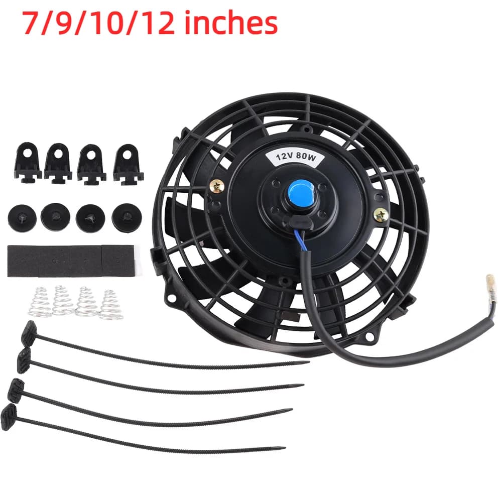 Universale 7/9/10/12 pollici 12V 80W 2100RPM auto aria condizionata radiatore elettronico ventola di raffreddamento lama Kit di montaggio freddo elettrico