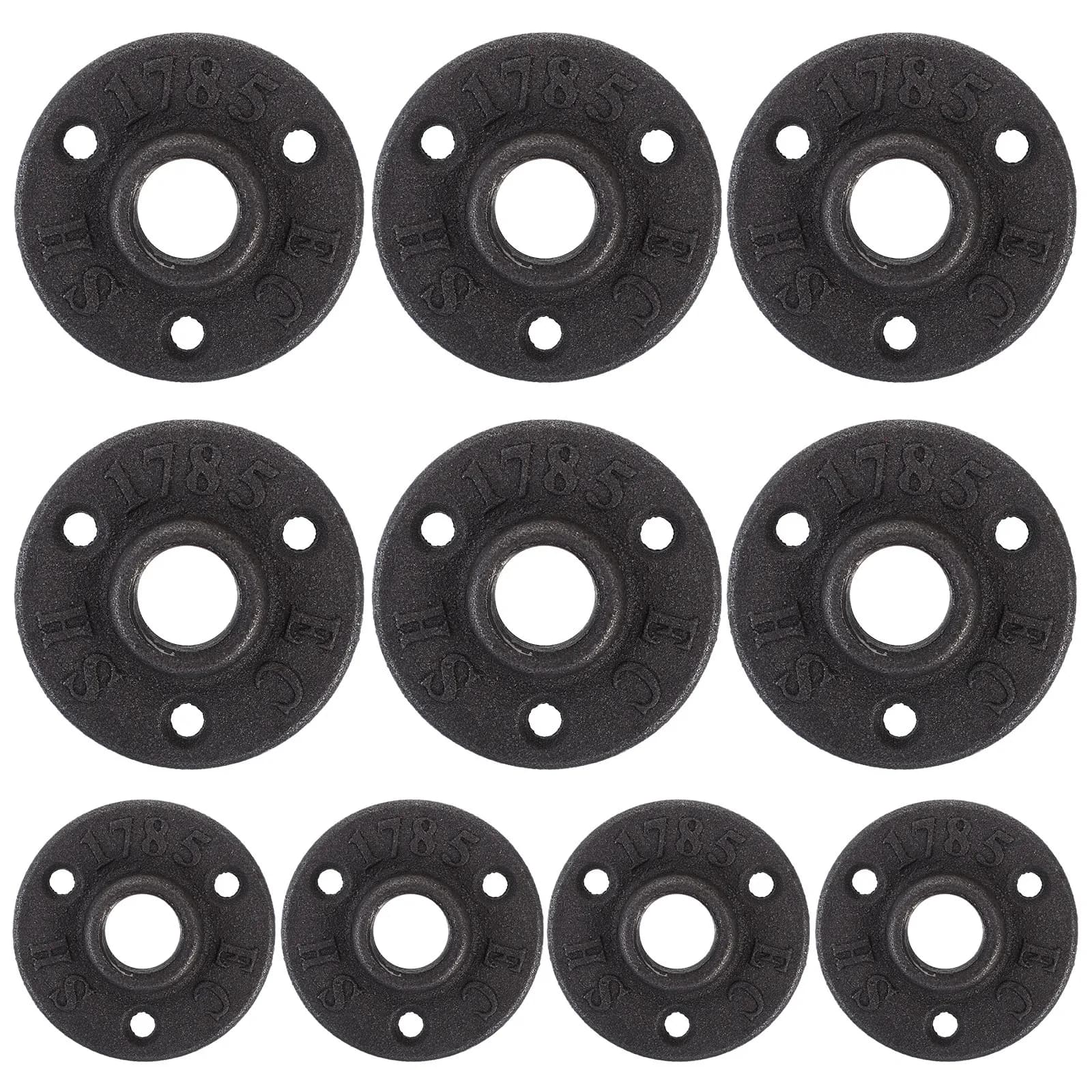 10Pcs 20Mm Malleable Threaded Floor Flange Iron Fittings Wall Mounted Flange Industrial Furniture Shelving Curtain Rails Frames