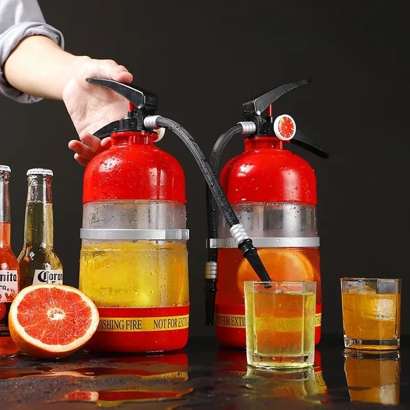Dispenser per Birra in Acrilico a Pressione Manuale, Design Estintore, Mini Erogatore per Casa/Bar, Accessorio Portatile per Bevande