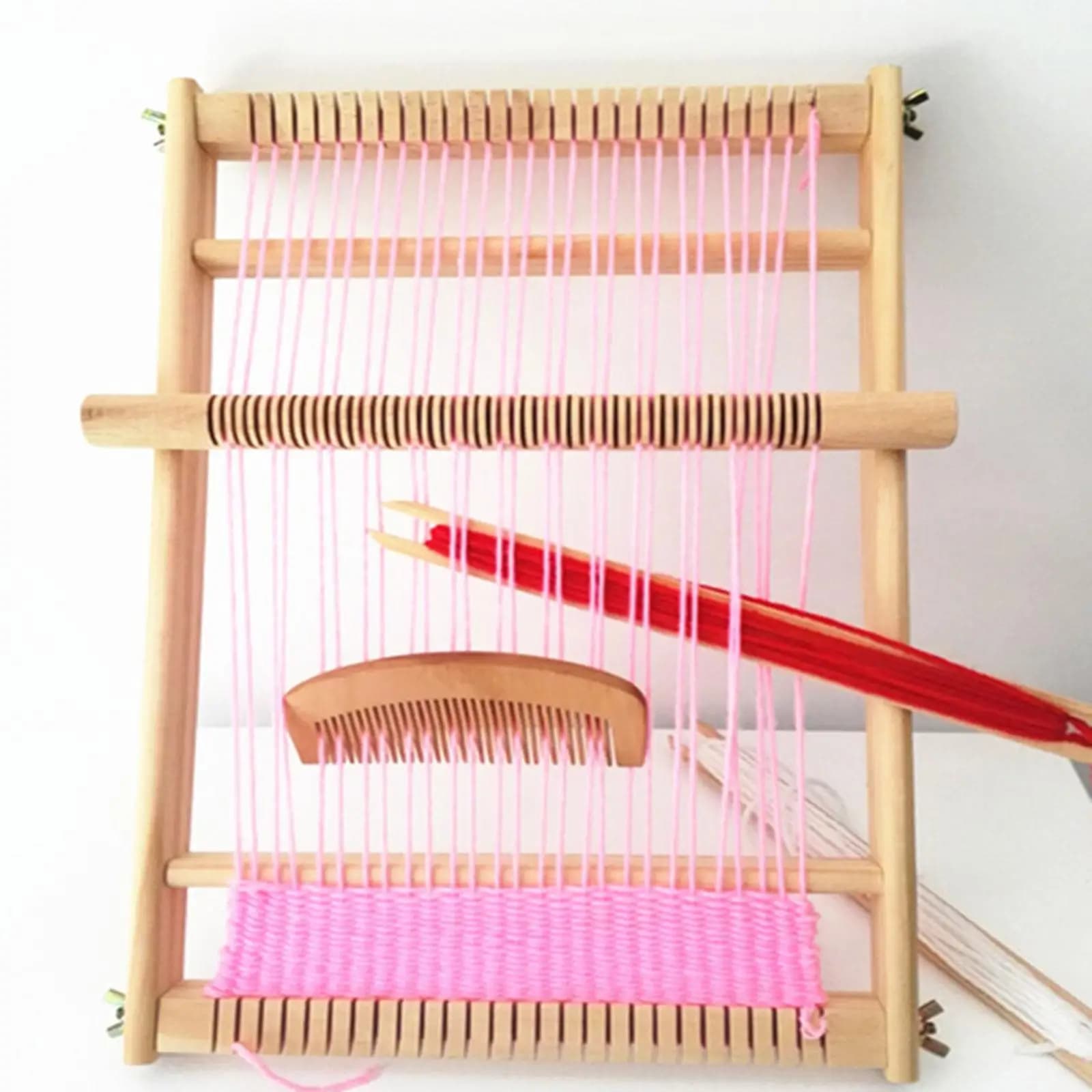 Weaving Loom Kit Durable Wood Creative Gifts Hands on Activity Handicraft Loom Hand Knitting Machine for Kids Children Beginners