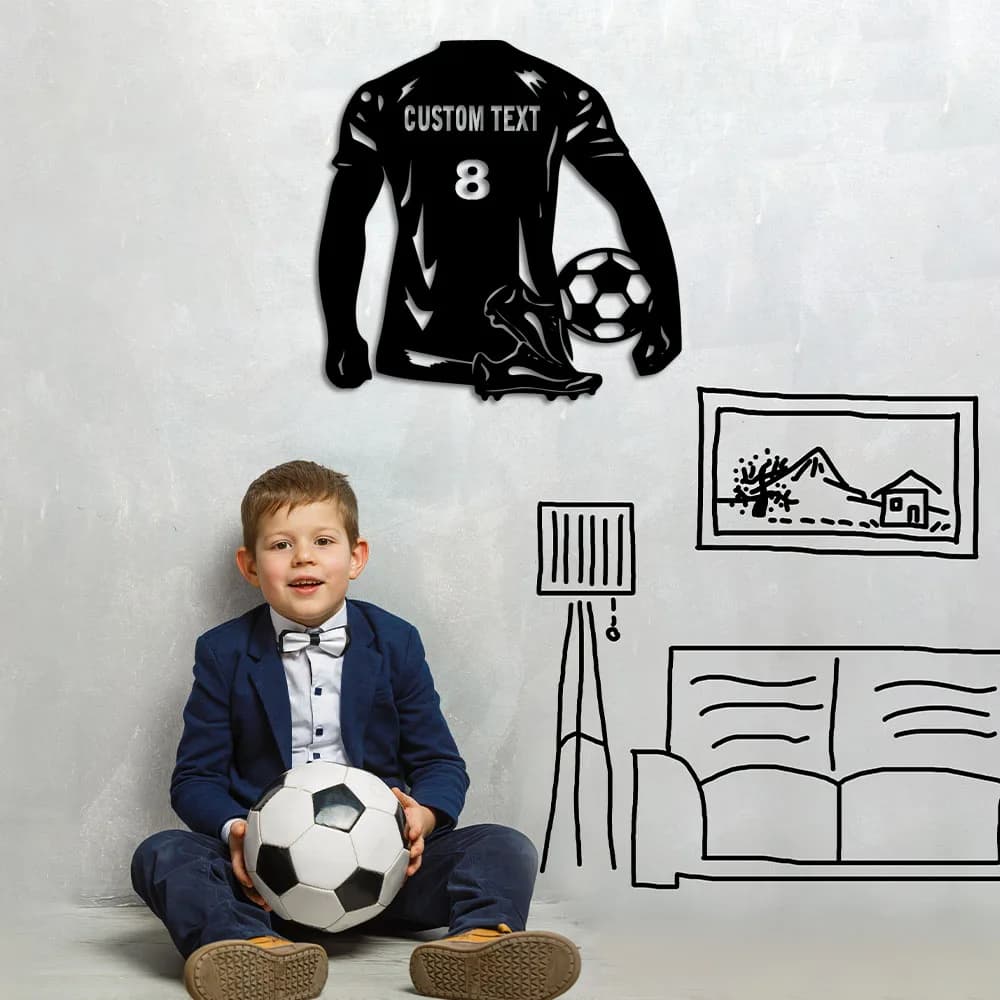 Decorazione Murale in Metallo a Forma di Pallone da Calcio, Arte Romantica per Soggiorno e Casa