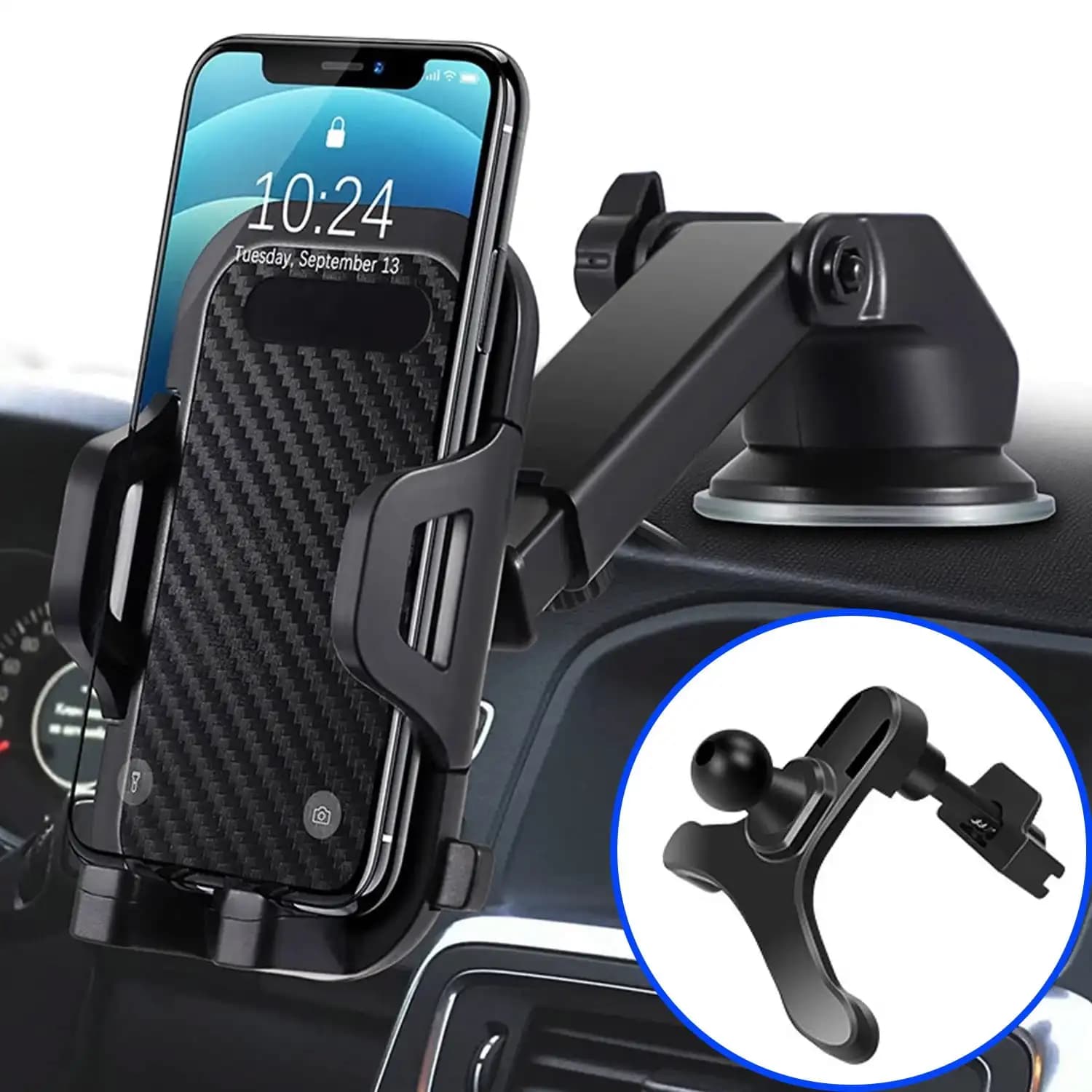 Supporto per telefono da auto, supporto per telefono con clip per presa d'aria dell'auto, supporto universale per cellulare con braccio lungo