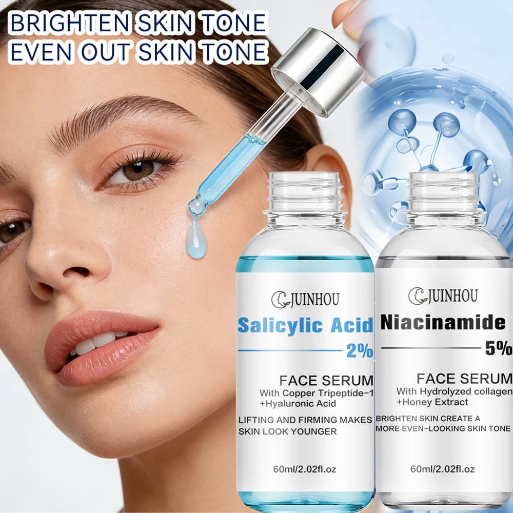 JUINHOU 2PCS Salicylic Acid Niacinamide Serum Set Brighten Skin Contains 5% Nicotinamide 2% Salicylic Scid Suitable for Everyone