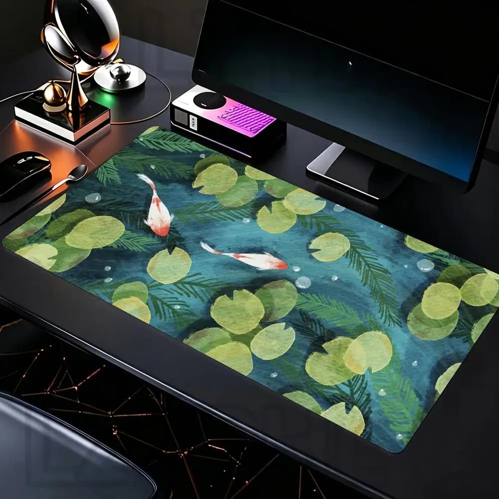 Fantasy Koi Fish Pattern Mouse Pad Xxl Large Rubber Desk Mat Office Gaming Rug Pc Accessories Keyboard Extended Mousepad Carpet