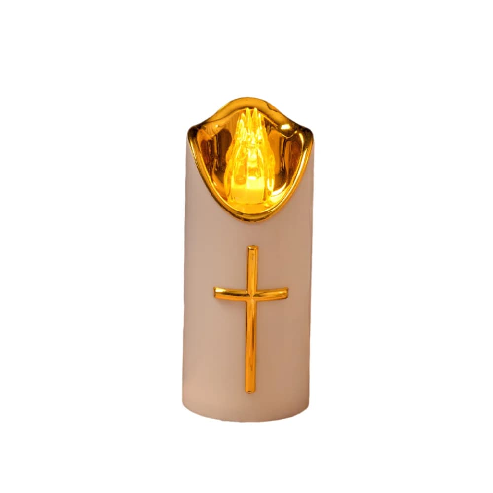 Reusable Christian cross candles, waterproof portable LED candles with lampshade, battery decorative candle