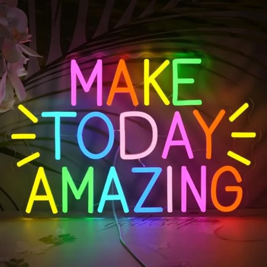 Insegna al Neon 'Make Today' con Citazione Positiva e Motivazionale, Luce al Neon per Decorazione Murale, Insegna LED Multicolore per Casa, Caffè, Par