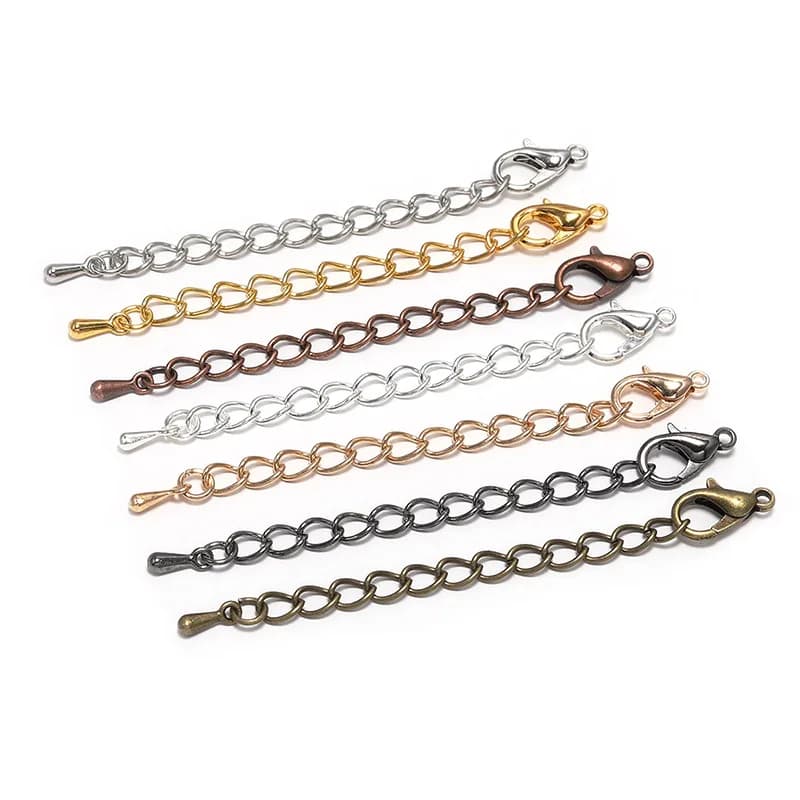 30 pz/lotto 5/7 centimetri Estensione Estesa Catena di Coda Con Aragosta Catenacci Connettori Per Braccialetti FAI DA TE Collane Creazione di Gioielli materiale