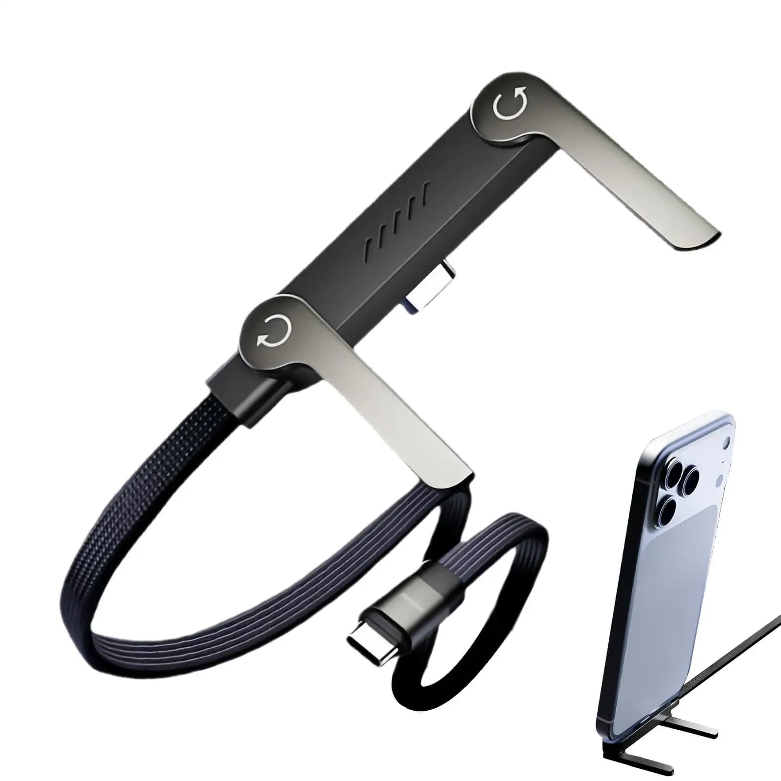 240W Type C Fast Charging Cable Foldable Bracket 2-in-1 Data Cable Type C Phone Stand Charge Wire for smartphones