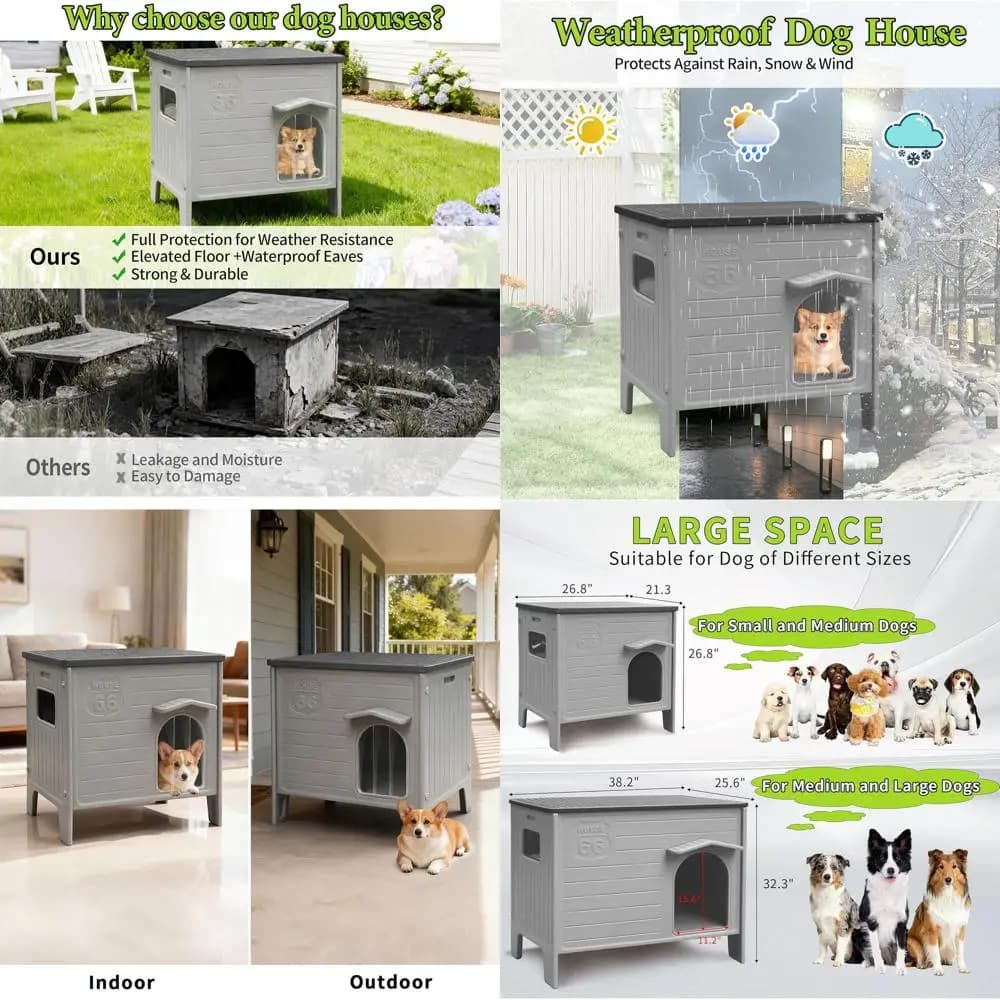 Cuccia per Cani in Plastica Impermeabile per Esterni, Adatta per Cani di Taglia Media e Piccola, Utilizzabile sia all'Interno che all'Esterno