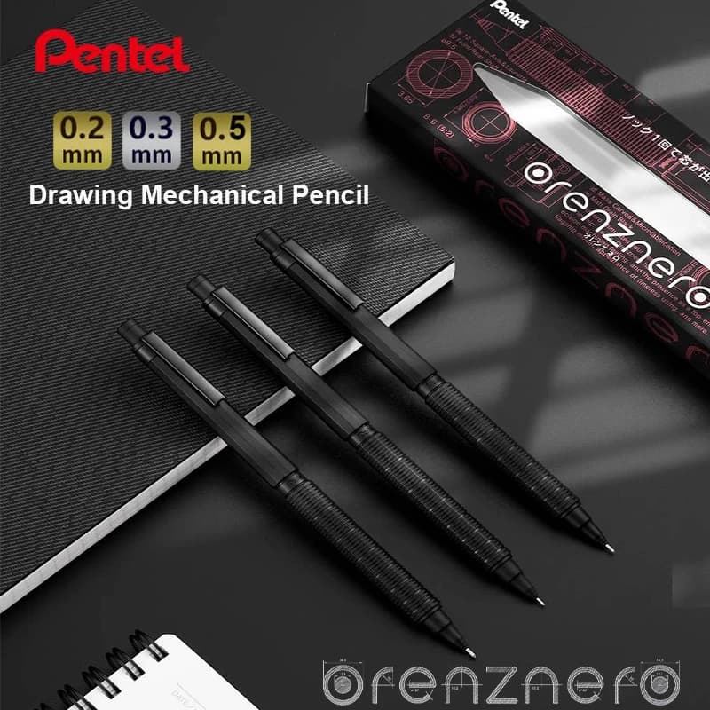 Pentel Professional Pencil ORENZNERO 0.2|0.3|0.5mm Low Gravity Automatic Lead Ejection Activity Pencils Precise Drawing Supplies