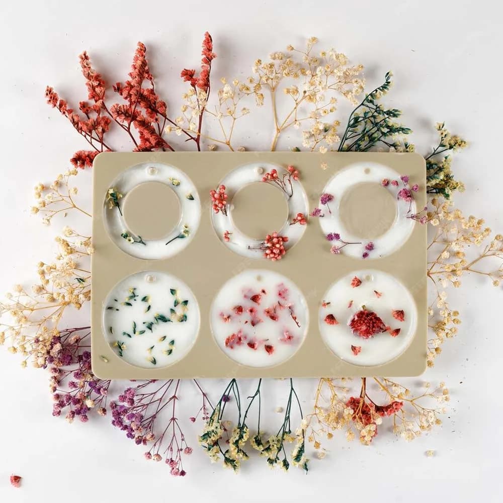 1PC DIY Silicone Clay Aromatherapy Tablets Molds Hanging Ornaments Wax Molds Flower Soap Mold Craft Accessories Soap Mold