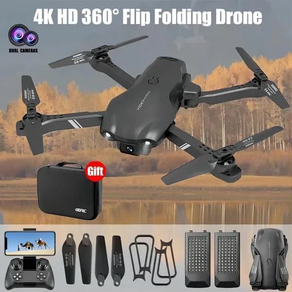 New Mini Drone 2025 with 3 Batteries, Drone RC with Double Camera 4K HD, WiFi FPV, Quadricottero Foldable