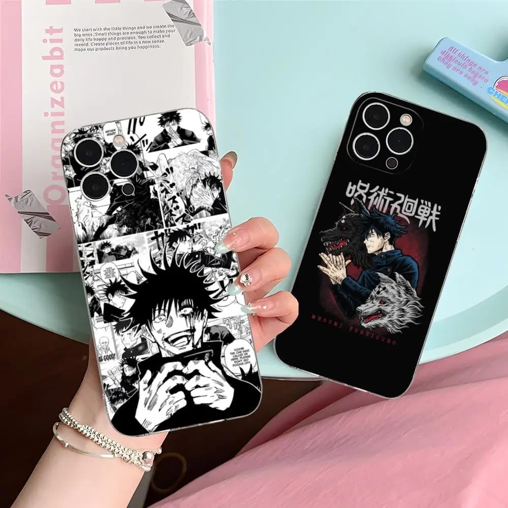 Custodia per cellulare Jujutsu Kaisen Megumi per iPhone 16 15 14 13 12 11 X XR XS 8 6 Pro Max Plus Mini Cover di colore trasparente Bella