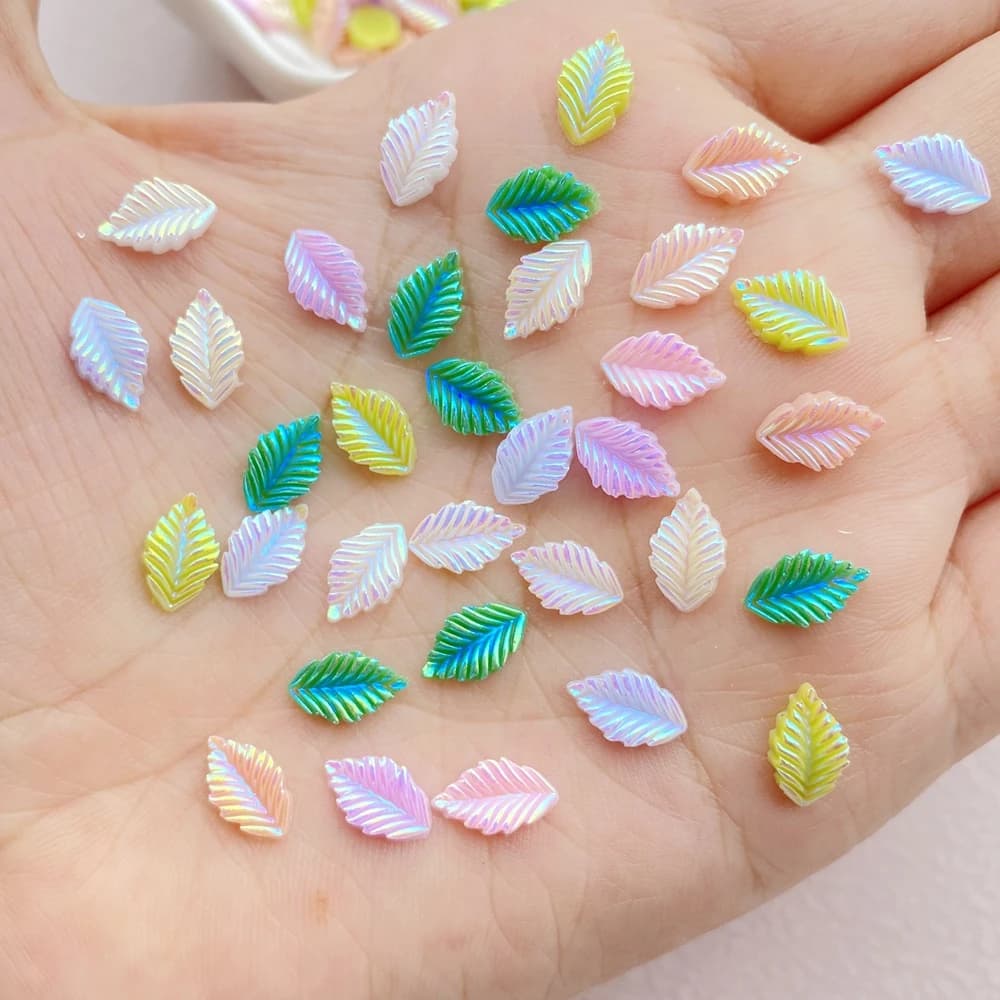 200 pz carino Mini cartone animato foglie colorate resina figurina artigianato Cabochon ornamento gioielli Manicure tornante che fa accessori