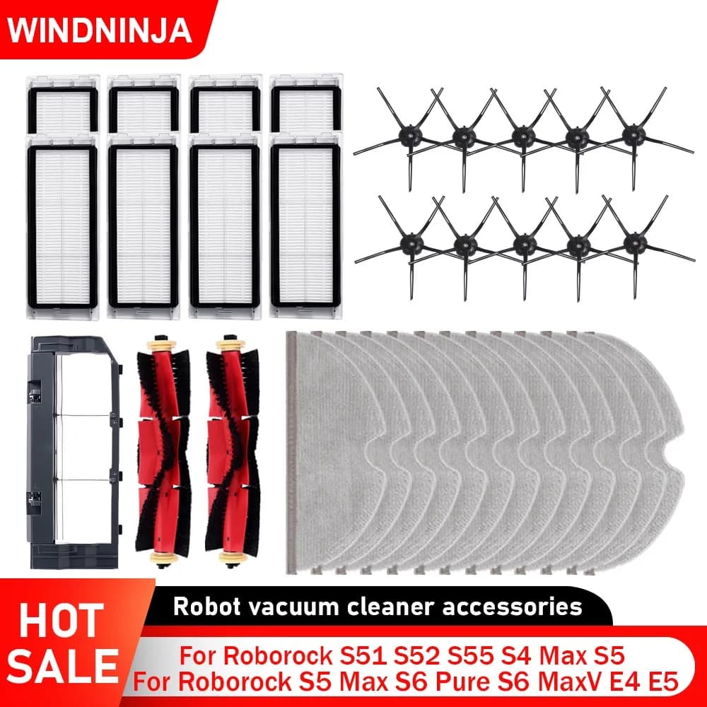 Per Roborock S6 MaxV S6 Pure E4 E5 S5 Max S4 Max S51 S52 S55 Filtro HEPA Mop Panno Rullo Spazzola Laterale Vuoto Parte Accessori