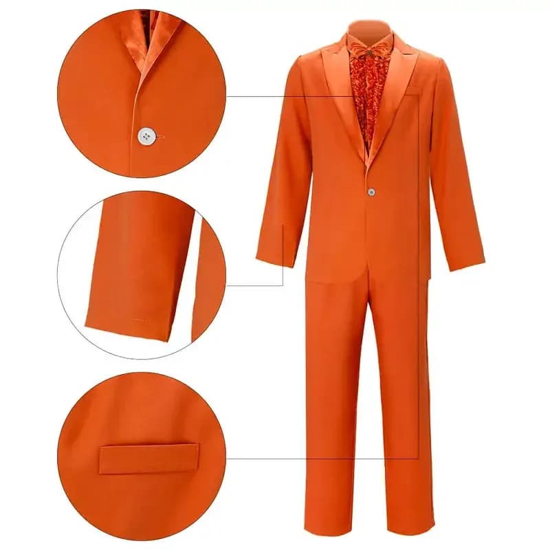 Lloyd Christmas Orange Tuxedo Costume Hat Muto and Dumber Dress Cosplay Halloweenx party dresses;4'b,5;y,8