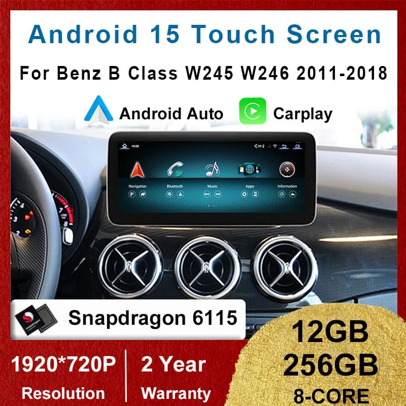 Autoradio Qualcomm Android 15 8Core 12 + 256G da 12,8 pollici con BT per Benz Classe B W246 B200 B180 B220 B260 2013-2019 Multimediale per auto