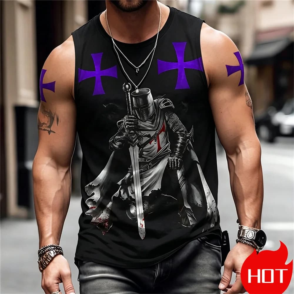 T-shirt casual a righe senza maniche da uomo, canotta estiva da uomo, gilet casual, abbigliamento oversize.