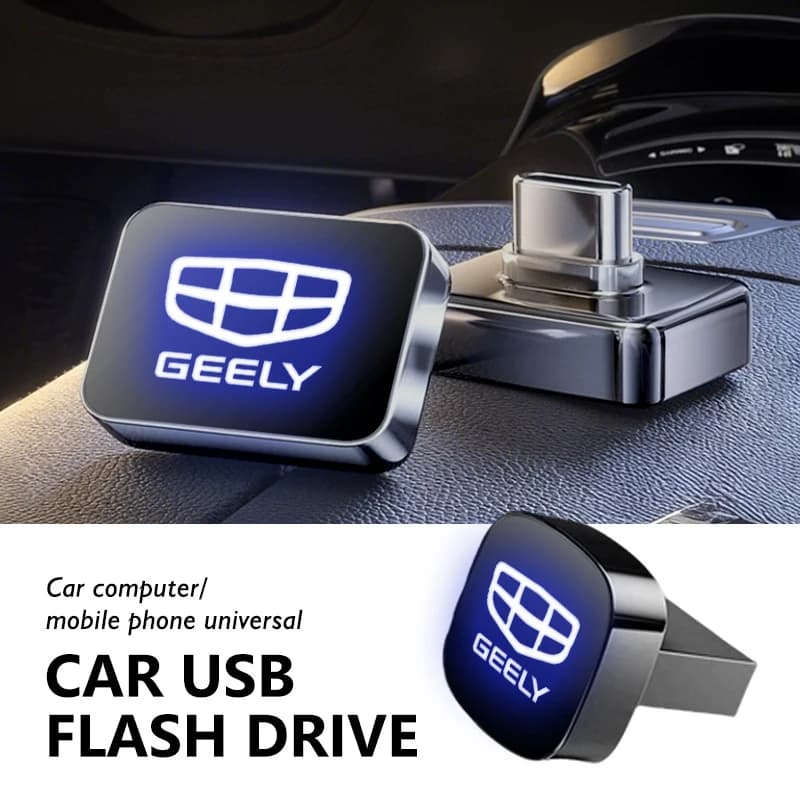 Car Dashboard Portable Storage 32GB/64GB Square USB Flash Drive For Geely Manjaro Coolray gx3 Geometry C Emgrand Atlas Tugella