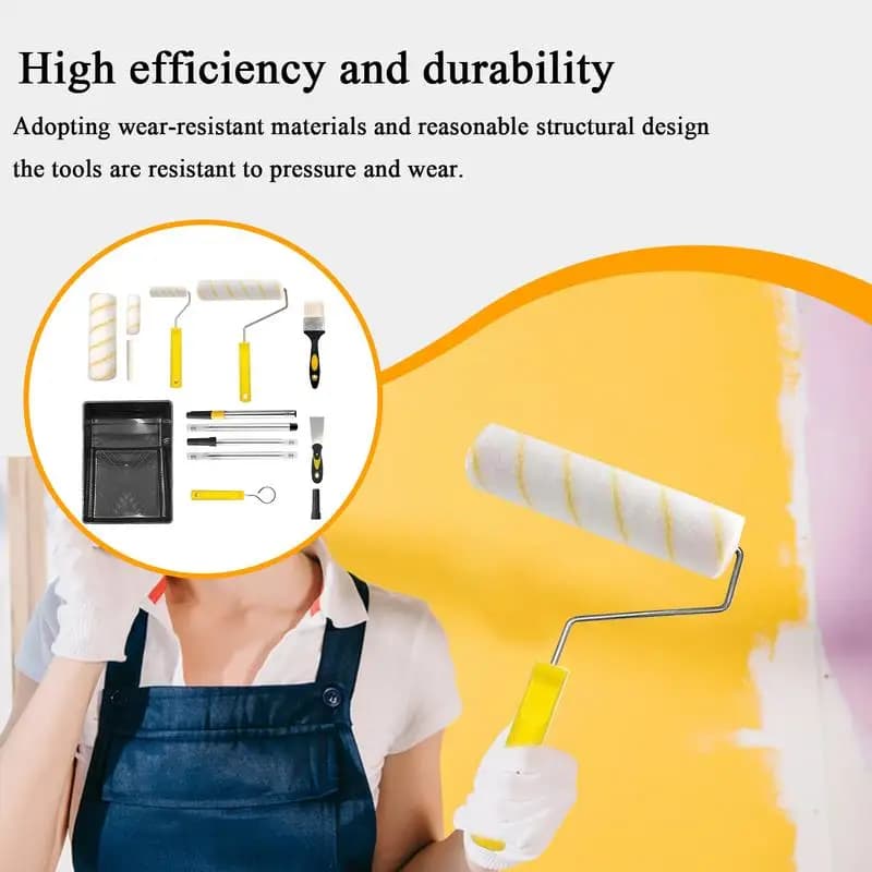 Kit per pittura domestica Pennello a rullo Pennello per bordi ergonomico a prova di pelucchi con asta di prolunga e vassoio per applicazioni di texture