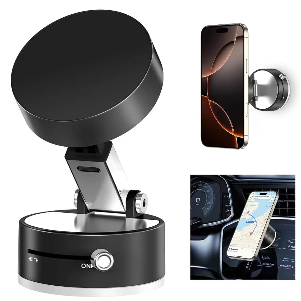 Auto pieghevole 360 ° Supporto per telefono con rotazione Display GPS Supporto per cellulare Ventosa sottovuoto per IPhone Magsafe 16/15/14/13/12 Pro Max