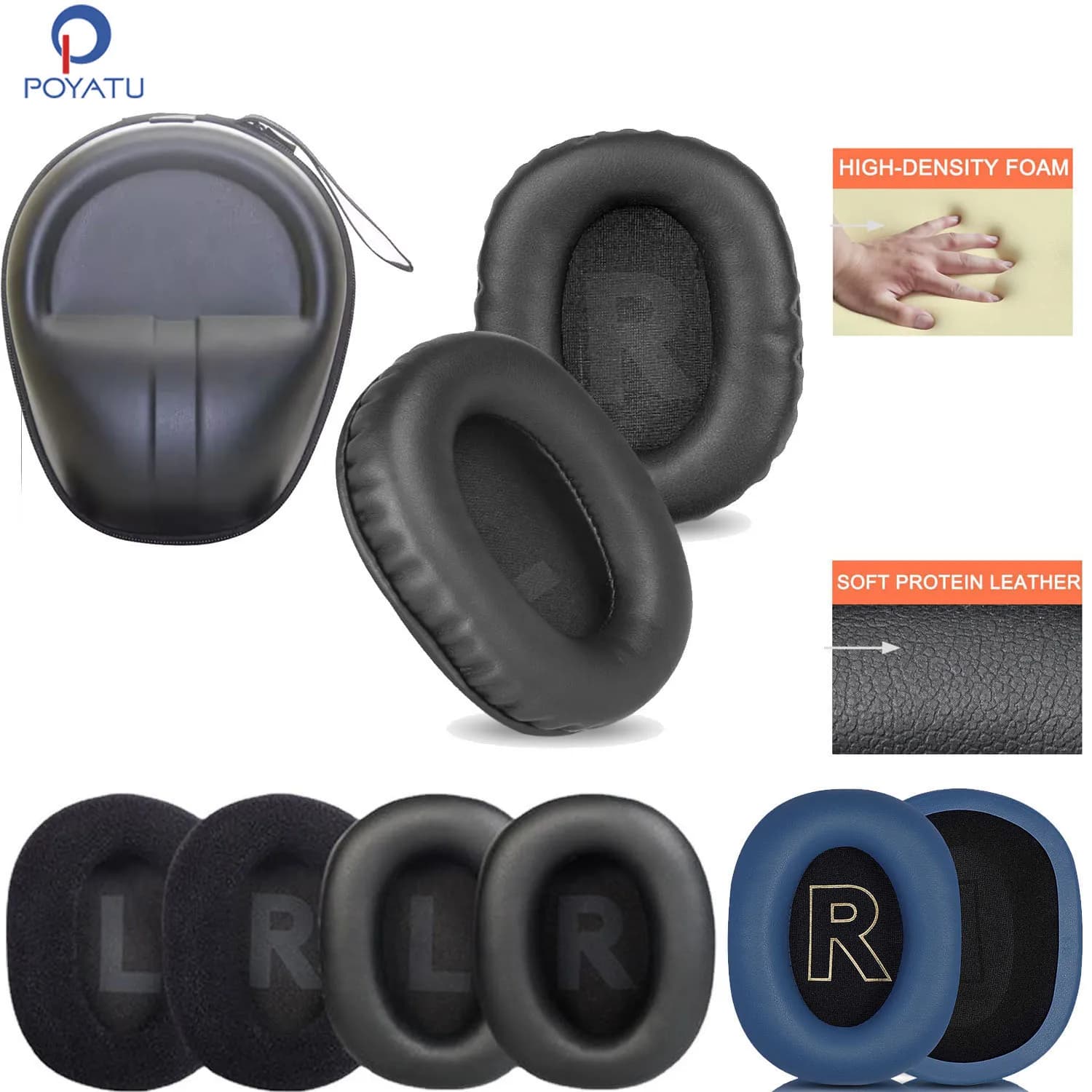 Cuscinetti auricolari Poyatu per cuffie Focusrite HP60MKIII HP60 MKIII, cuscinetti in memory foam, copri auricolari e custodia per cuffie