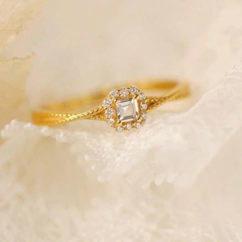 Ring 2026 New with Diamond Moissanite Square Imitation, Adjustable Opening, Light Luxury, High Range Sensation, Niche Jewel Exquisite