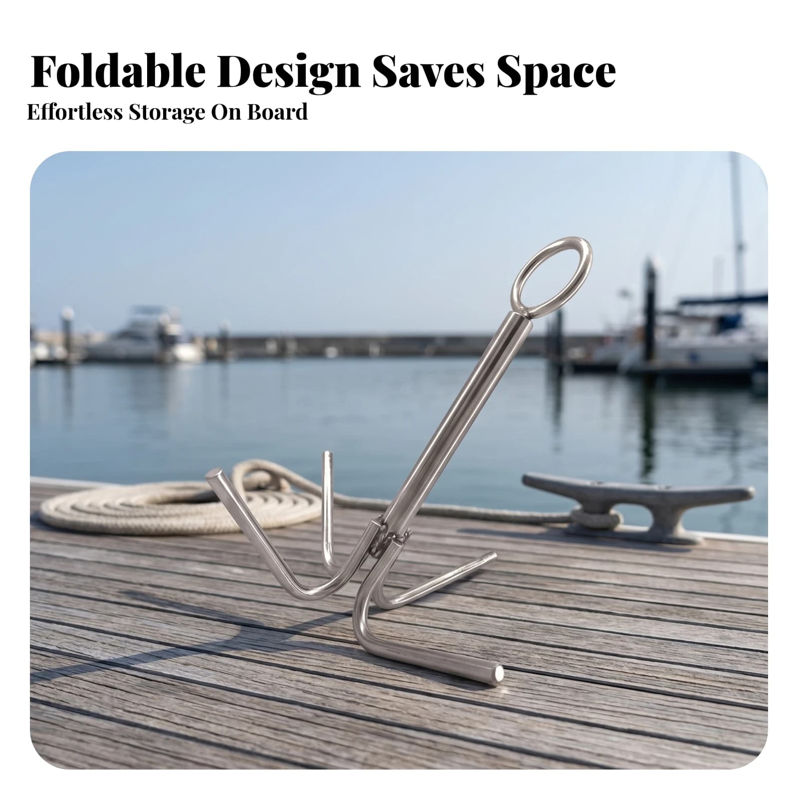 4-Prong Boat Anchor Cylindrical Shaft Four-Prong Anchor Hook 4-Claw Grappling Hook Smooth Surface