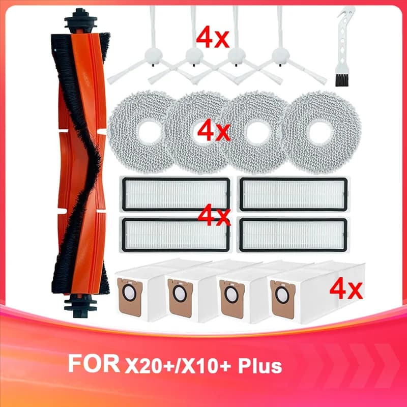 Per Xiaomi Robot Vacuum X20+ / X20 Plus - Ricambi per Aspirapolvere: Spazzola Principale, Spazzola Laterale, Panno Lavapavimenti, Filtro - B61B