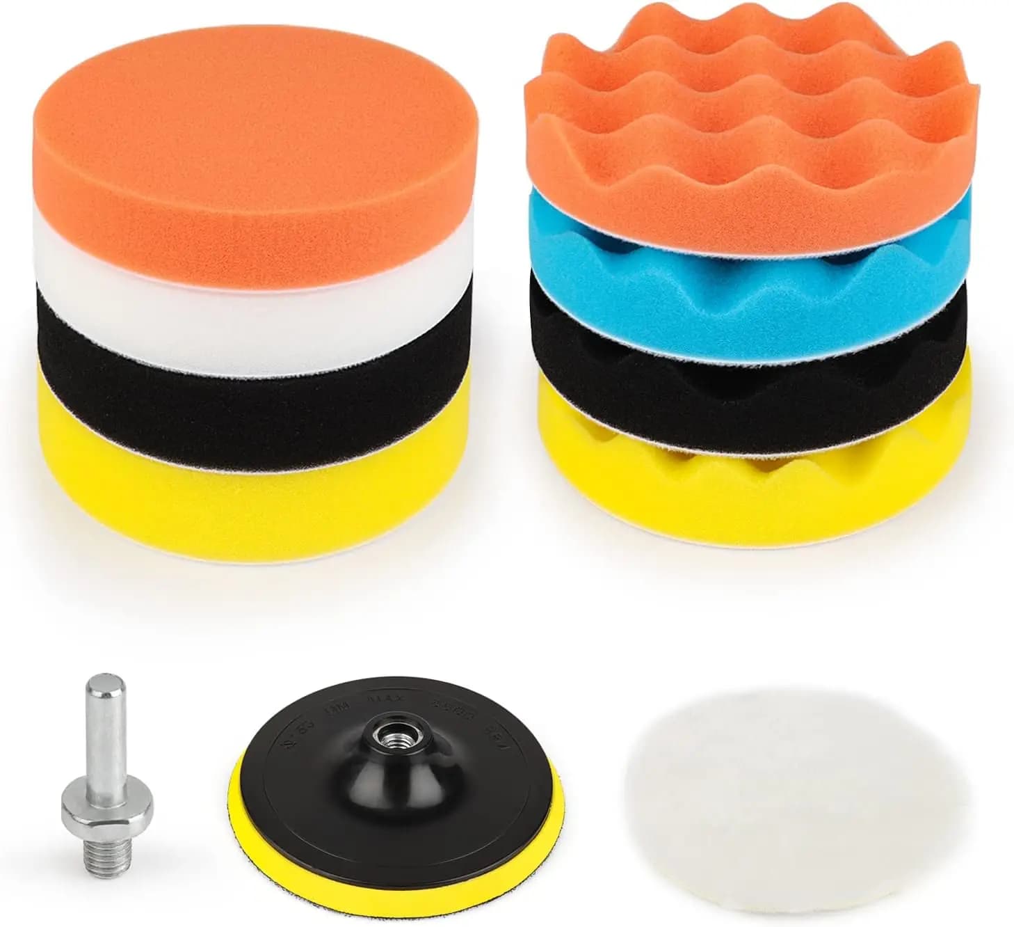 Kit di 11 Tamponi per Lucidatura da 5 Pollici con Composto per Lucidatura Auto, Ceratura e Levigatura
