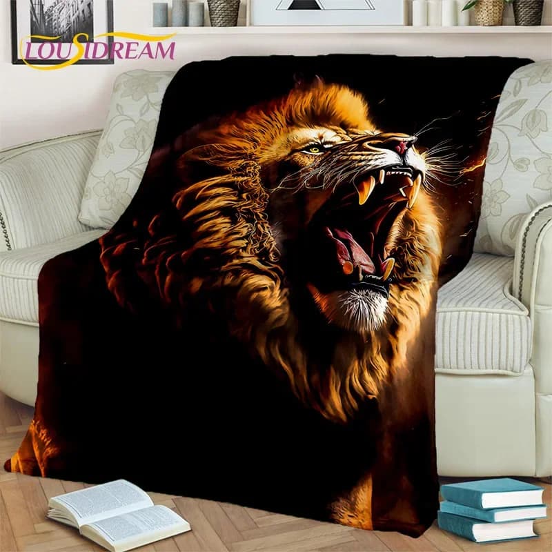 Beast Tiger Lion Leopard Animal Wildlife Cartoon Blanket,Soft Throw Blanket for Home Bedroom Bed Sofa Picnic Cover Blanket Kids