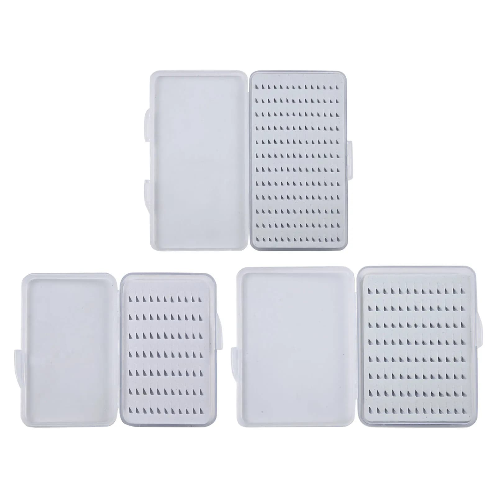 Fly fishing hook box with foam, transparent, S M L, rigid case for fishing gear
