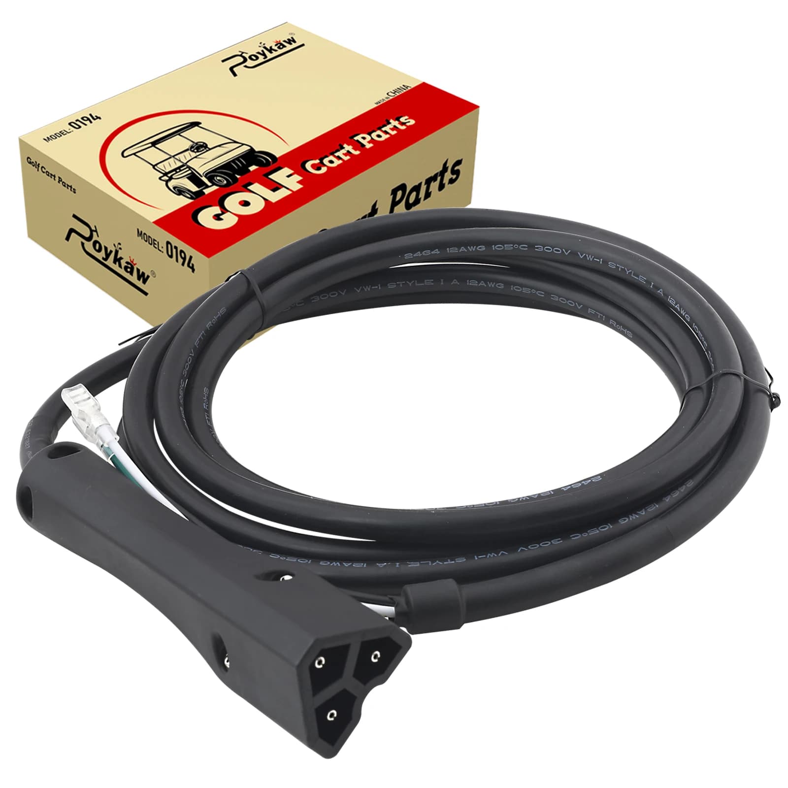 Roykaw 48V Caricatore per carrello da golf Spina CC e gruppo cavo per EZGO RXV dal 2008 in poi, sostituisce OEM # 611218 , 604321 , 8009