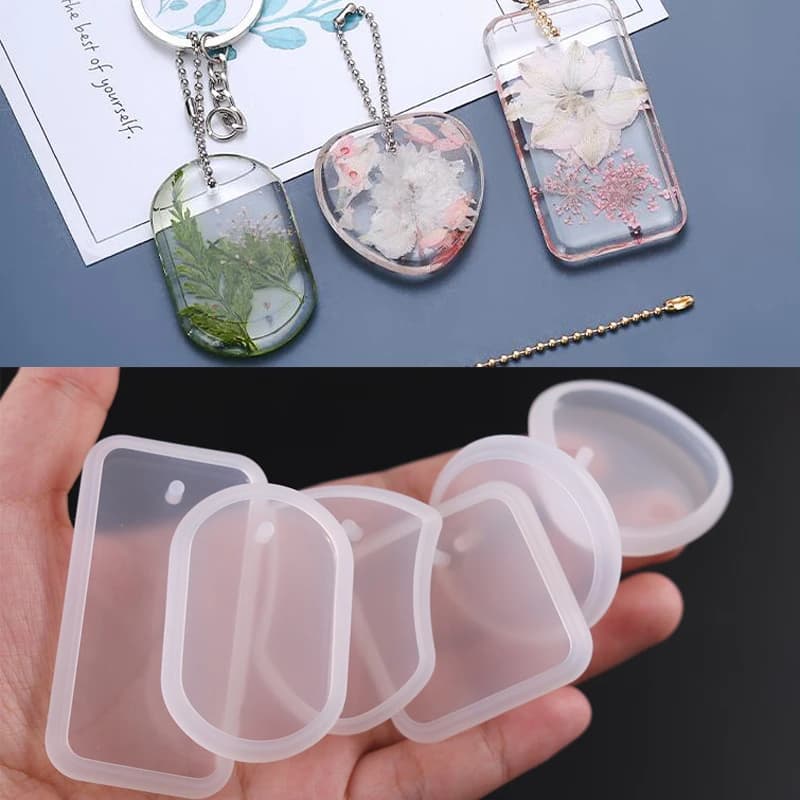 1PC fai da te portachiavi ciondolo stampo in Silicone Set stampi in resina epossidica di cristallo pendenti rettangolari rotondi creazione di gioielli stampo per colata