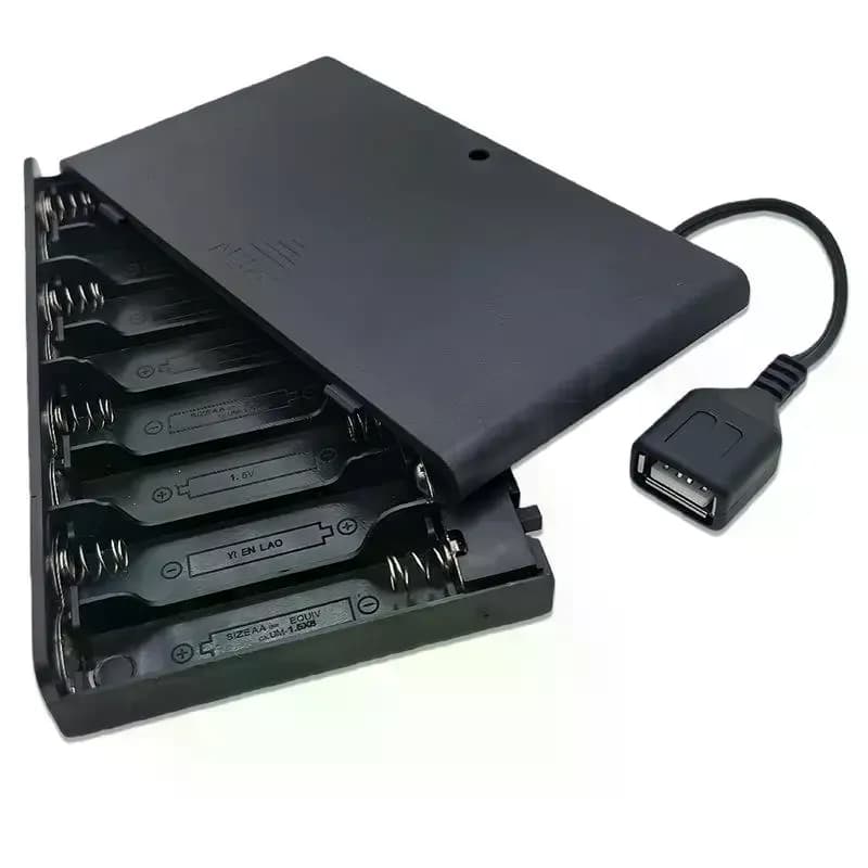 1 pz USB Mini scatola batteria di alimentazione con coperchio e interruttore 8 X AA scatola batteria USB per strisce luminose a LED 12 V