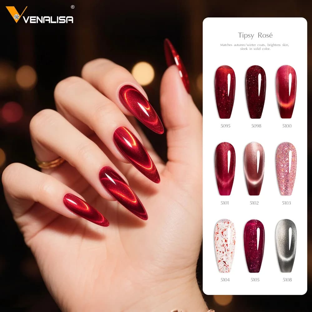V6 VENALISA 10ml HEMA Free TPO Free Ultra Deep Red Cat Eye Magnet Gel per unghie Semipermanente Soak Off UV LED Gel Vernice per unghie