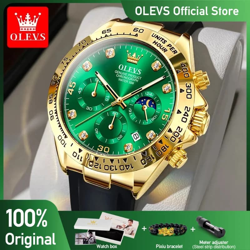OLEVS orologi da uomo di lusso multifunzionale originale orologio Wirst al quarzo per uomo impermeabile data luminosa fasi lunari natale