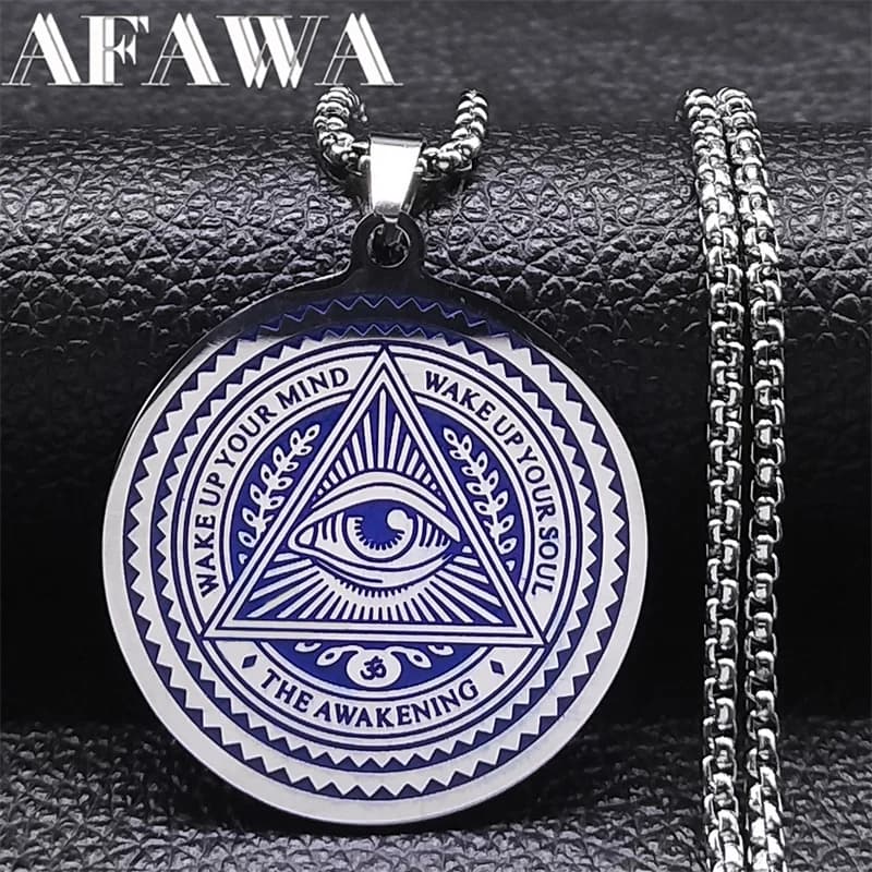 Omniscient Eye of God Pendant Necklace Silver Color OM Buddhist Chain Necklace Lucky Amulet Jewelry collares para mujer N3458S02