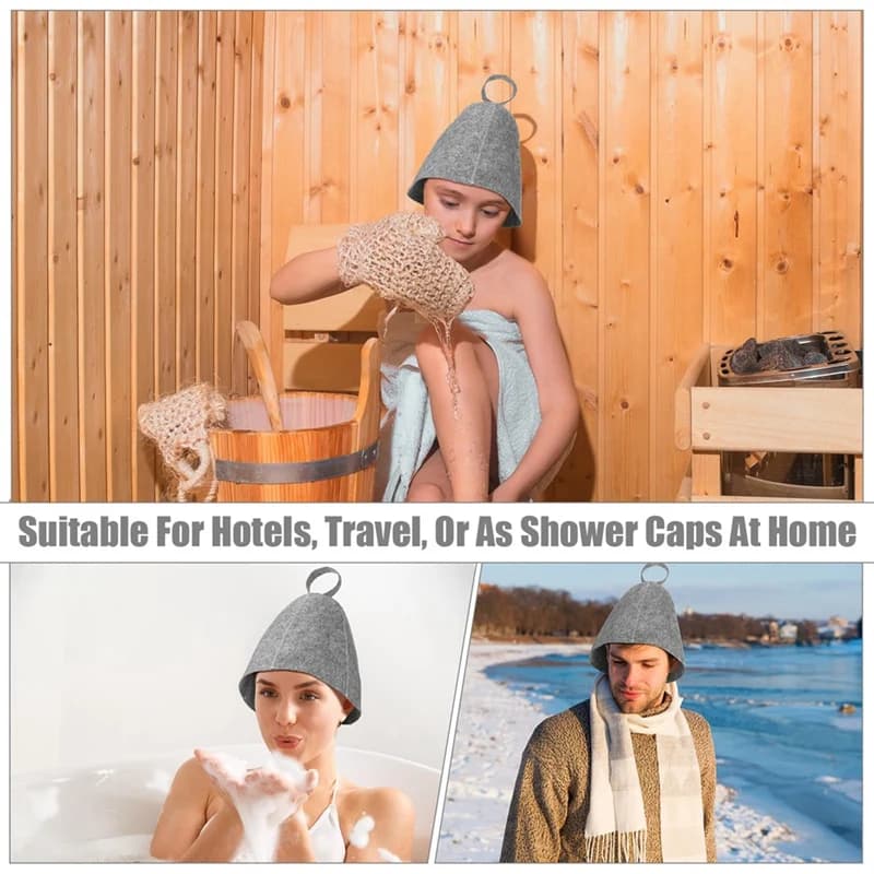 Cappello da sauna in feltro LICE-12Pcs, cappello da bagno per la protezione della testa, assorbente, per sauna, doccia, bagno turco, ricambio.