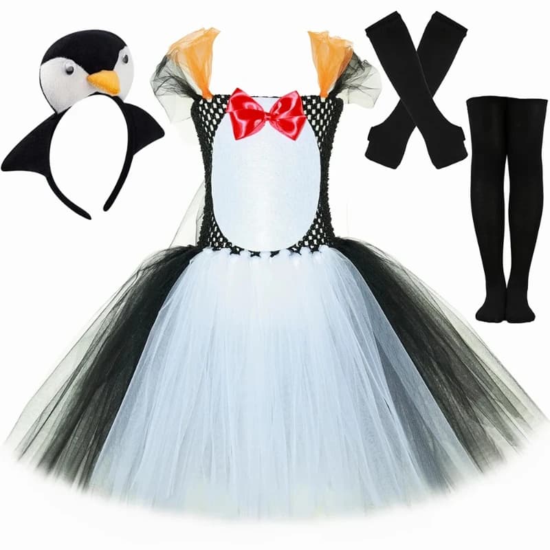 Costume da pinguino per ragazze, festa di carnevale di Halloween, spettacolo teatrale, vestito da tutu, per ragazze, fantasia, animale, vestito, abbigliamento carino