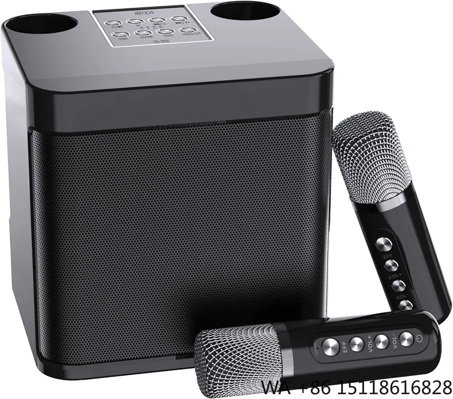 Portable Music Karaoke Machine Wireless Bluetooth Bt5.3 Speaker With 2 Wireless Microphone Mic and Bluetooth