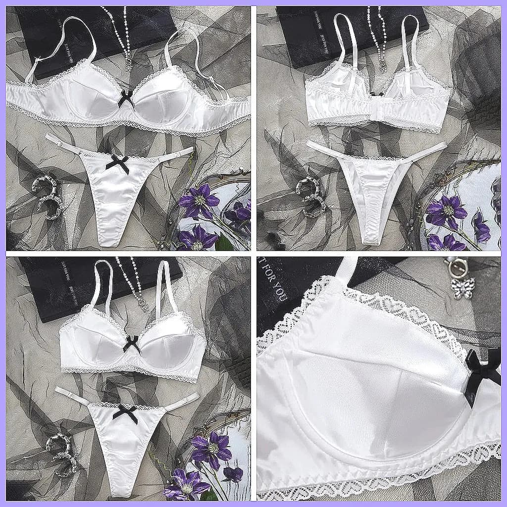 Set Reggiseno and Mutandine Sexy Without Sewings, Female Lingerie Comfortable and Elegant, Linen Intima Esotica Bianca
